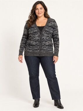 Athleta Extra Fine Merino Wool V-Neck Button Cardigan in Charcoal Gray SZ 1X